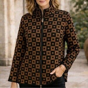 Carlisle Vintage 100% Wool Printed Full Zip Jacket